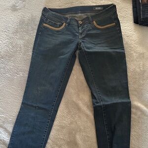 Diesel Dark Blue Skinny Jeans with Tan Accents